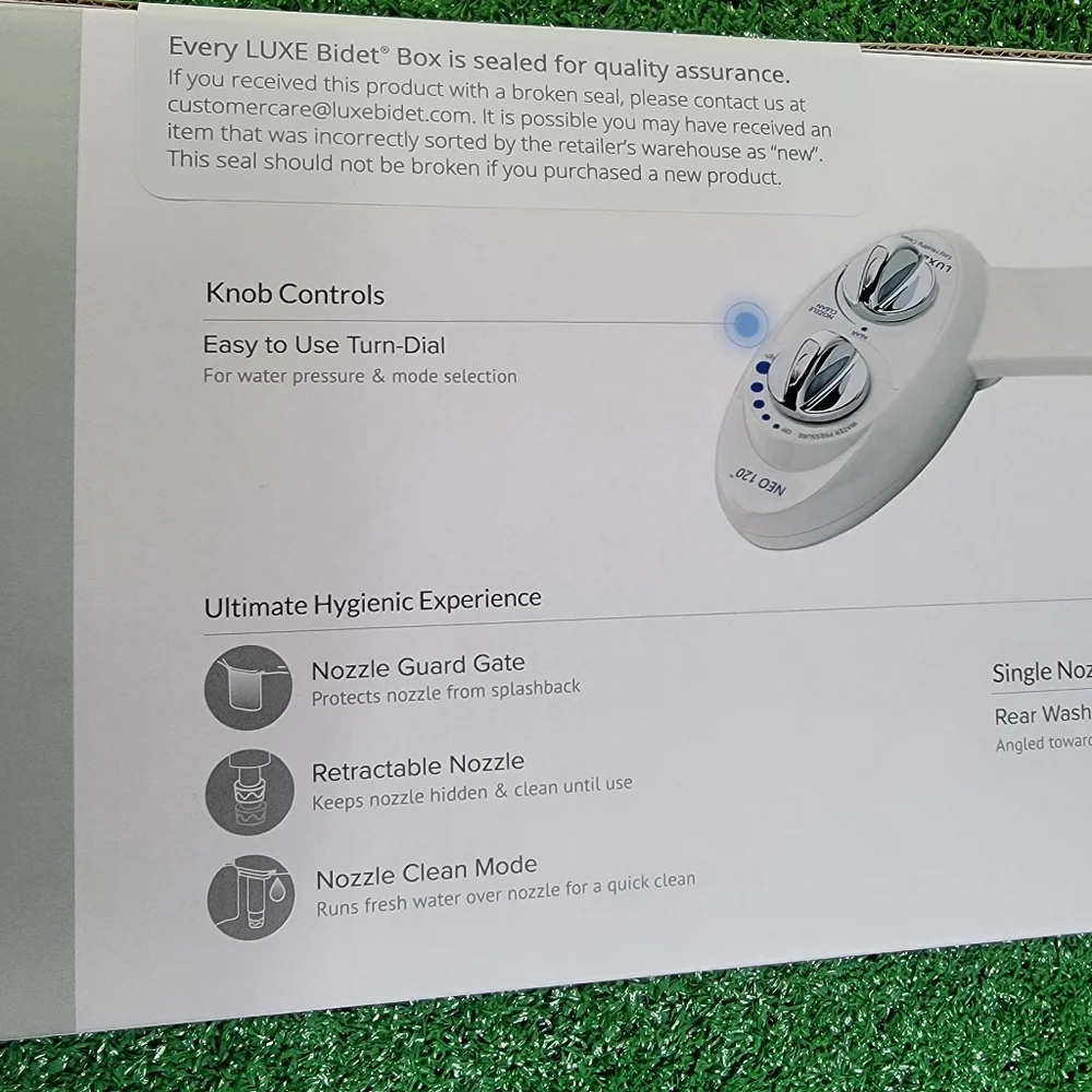 Luxe Bidet Neo 120 White Self Cleaning Nozzle Fresh Water No Electric Toliet New